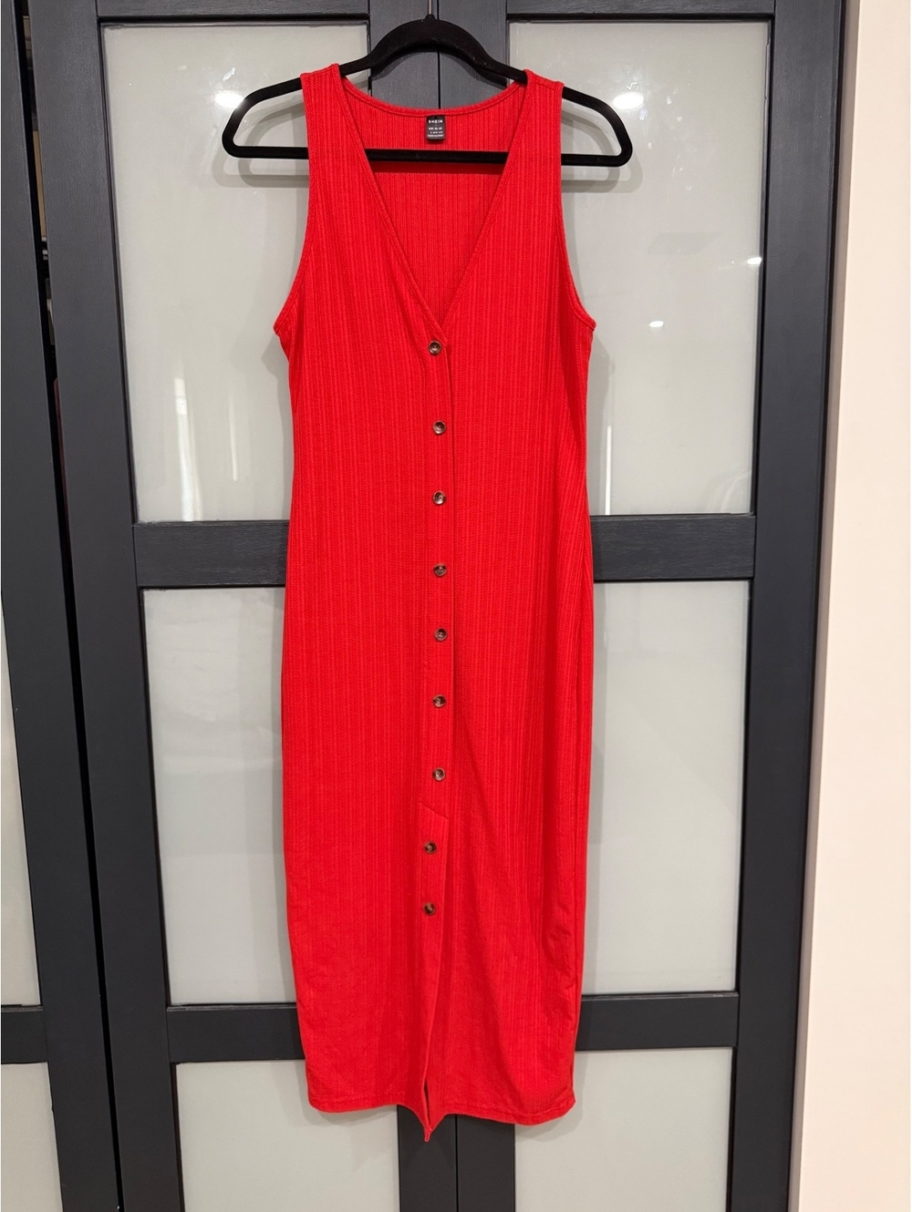 SHEIN Red Button Front Maxi Dress – Size Large